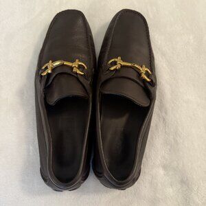 Men’s Salvatore Ferragamo Parigi Gancini Brown Leather Drivers US 9 EEE Wide